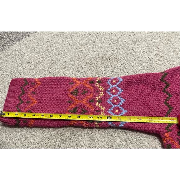 Sundance Long Chunky Fair Isle Button Down Cardigan Sweater Womens Small Pink - Picture 5 of 10